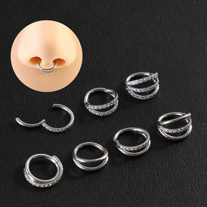 Anillo de Acero Inoxidable PARA LA Nariz, Joyería PARA EL Cuerpo, Piercing de Hueso del Oído con Circonita, Tabique, Clicker, <span class=keywords><strong>Doble</strong></span> Aro CZ, Anillo PARA LA Nariz - Product Image 2
