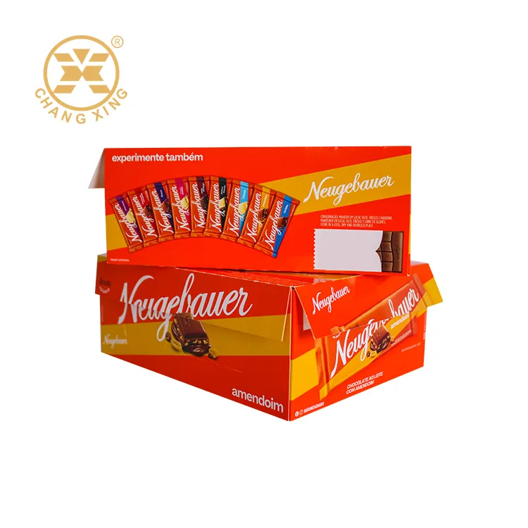 Aangepaste Full Color Bedrukte Chocolade Candy Bar Papier Doos Energie Granen Bar Kartonnen Verpakkingsdozen Met Platte Zak