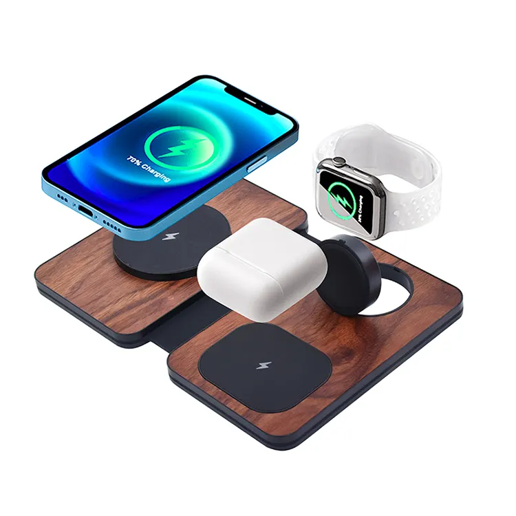 Pengisi daya nirkabel lipat 3 dalam 1, pengisi daya nirkabel cepat magnetik cocok untuk iPhone 15 14 Pro MAX Apple Watch AirPods Pro