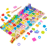 Jeu de pêche en bois multi-activités, jeu d'association de lettres, de chiffres et de formes, comptage, jouet éducatif préscolaire pour garçons et filles