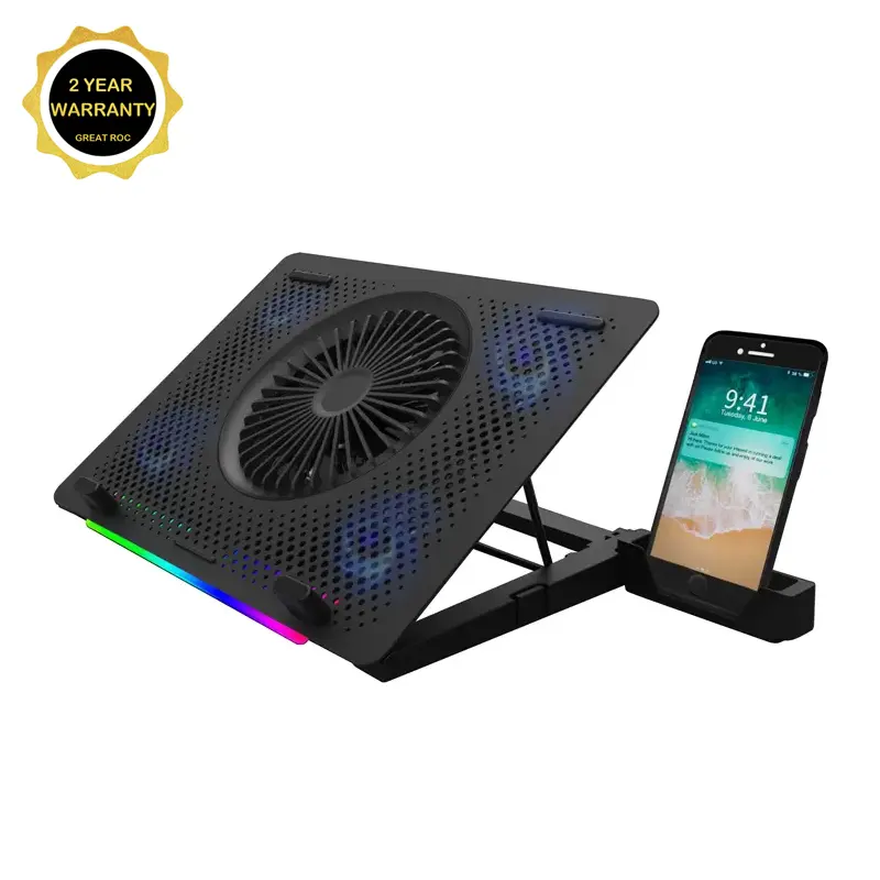 Great Roc Laptop Cooler 5 Quiet Fans 15.6-17 Inch Gaming Switch Control Fan Speed 5 Height Adjust Laptop Cooling Pad