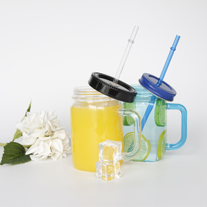 Jar And Jar Factory Manufactured Wholesale Smooth Plastic Mason Jar With Handle Cold Drinks