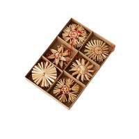Ensemble de décorations en paille pour Noël, étoile, flocon de neige, cœur, ange, fleur, anneau, chèvre, ornements en paille nordiques du Danemark et de Norvège