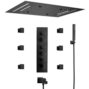 Led vòi hoa sen tĩnh nhiệt đặt 20*14inch vòi hoa sen màu đen đầu 3 chức năng sang trọng phòng tắm vòi hoa sen vòi với cơ thể máy bay phản lực - Product Image 6