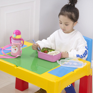 다기능 플라스틱 어린이 빌딩 블록 유치원용 레고 크기 입자와 호환되는 테이블 의자 세트 - Product Image 1