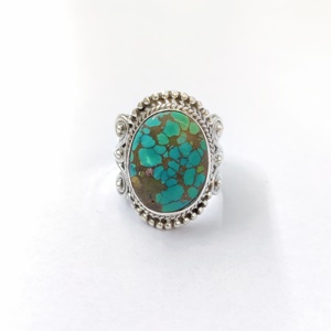 Bague en turquoise, argent sterling 925, bague en pierre précieuse, turquoise, collection artisanale, bagues fines, bijoux en argent, prix de gros - Product Image 2