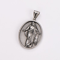 Pendentif Médaillon Statue Jésus Ressuscité en Acier Inoxydable, Bijou Religieux Chrétien Catholique, Collier Tendance, Vente en Gros