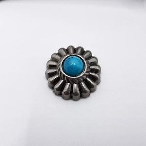 Fleur Turquoise Conchos Bouton Coulée Plaqué Argent Avec Dos Vis - Product Image 3
