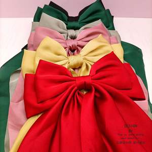 Fermaglio per Capelli Vintage con Grande Fiocco in Raso per Fissare i Capelli Dietro la Testa, Stile Ins, Nero Rosso, Elegante Accessorio per Capelli Fatto a Mano - Product Image 3