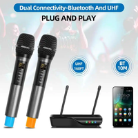 Microphone sans fil portable en métal à double canal UHF multifonctionnel DX6, adapté au karaoké, à la scène d'église