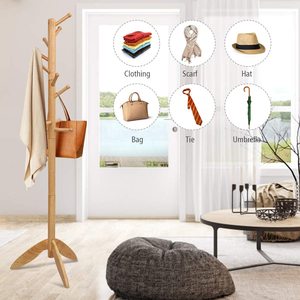 <span class=keywords><strong>Porte</strong></span>-manteau décoratif en <span class=keywords><strong>bois</strong></span> massif à double paroi mural en bambou naturel de haute qualité, support de rangement pour vêtements pour salon - Product Image 6