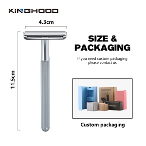 มีดโกนหนวดแบบสองคมสำหรับ<span class=keywords><strong>ผู้ชาย</strong></span> ดีไซน์ใหม่ สีเงินโครเมียม สำหรับพกพา - Product Image 4