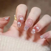 Capsule à ongles transparente, étiquette privée, pression sur la pointe de l'ongle, dégradé violet, cercueil, faux ongles