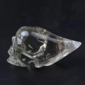 Escultura artística de cristal tallada a mano personalizada, citrino, forma única, calaveras de cristal con cabeza larga - Product Image 5