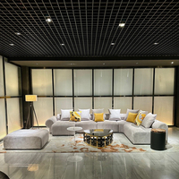Hochwertiges Wohnzimmer-Möbelset L-förmiges Ecksofa Hellgraue Samtpolsterung Luxuriöses Modernes Ecksofa