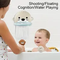 Ensemble de panier de basket flottant Otter Bath avec filet, jouet aquatique en silicone en forme d'animal avec ventouses et balles, cadeau pour bébé pour la salle de bain des enfants