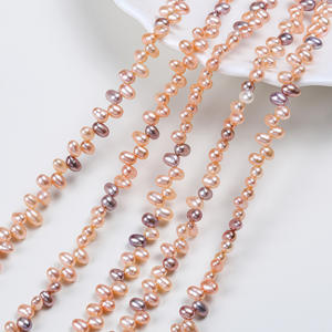 Perles de riz d'eau douce naturelles en forme de bouton, style antique, faites à la main, pour la confection de coiffures, vente en gros, 37 trous, perles de riz d'eau douce dispersées - Product Image 2