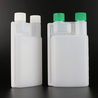 Bouteille à double col en PEHD de 250 ml avec bouchon, personnalisable avec logo, pour huile de lubrification de moteur de voiture à double moteur