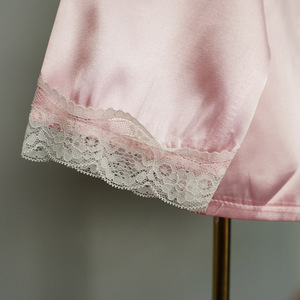 Pijamas de poliéster con botones de solapa para mujer, ropa de dormir al por mayor, conjunto de pijama de dos piezas para primavera y verano para mujer - Product Image 3