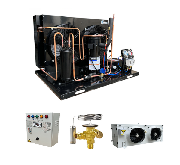 Semi-closed Scroll Compresor Industrial Evaporative Walk in Cooler air Cooler Condensing Unit Control Box with Malfunction Alarm