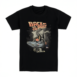 เสื้อยืดไดโนเสาร์กลับไปสู่อดีตสีดำ ไซส์ใหญ่สำหรับผู้ชาย - Product Image 2