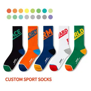 Customized Logo Print Socks Calcetines Designer Cotton Cycling Sports Socks
