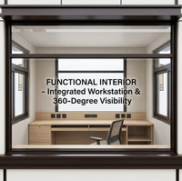 Cabine de sécurité portable préfabriquée personnalisable, moderne, respirante, rectangulaire, en structure acier, pour parking, modèle 1