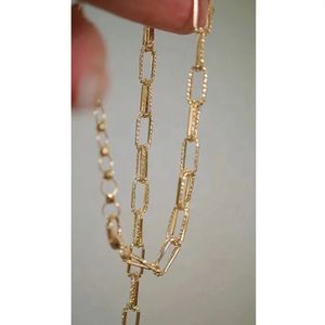 Collier ras du cou Xinfly pour femme en or pur 18 carats avec chaîne à maillons double trombone - Product Image 5