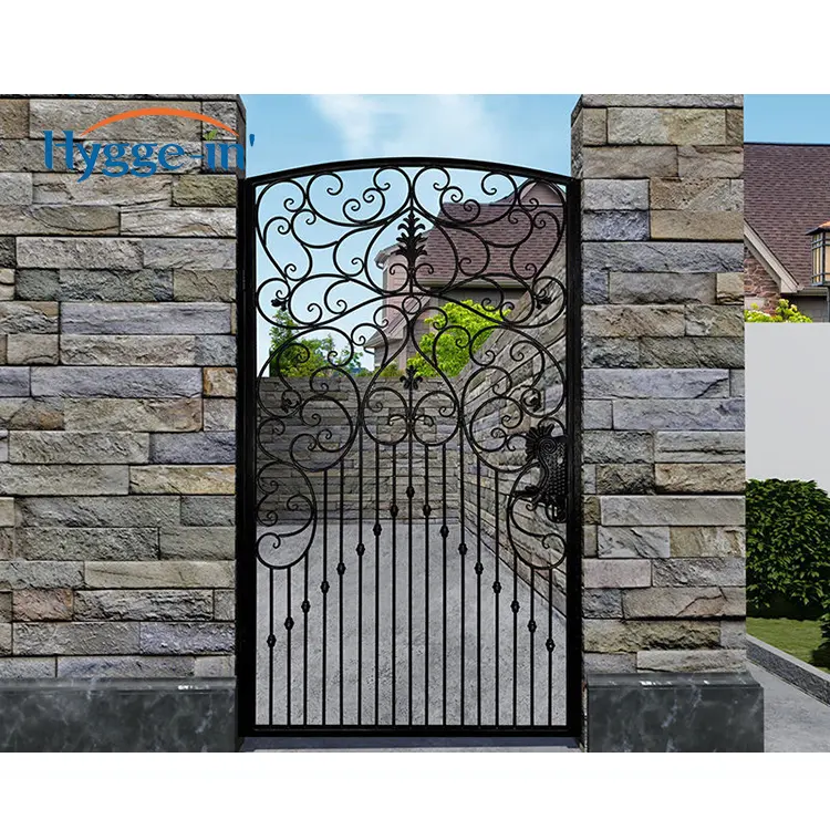 High Quality Galvanized Metal Models Wrought Iron Gates Single Main Door Exterior Iron Gate Price