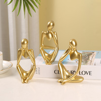 Ensemble de trois mini-figurines décoratives de style européen moderne en résine, idéal pour le salon, la décoration intérieure, le bureau et le bureau d'étude