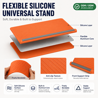 Support de téléphone portable, tablette et ordinateur portable en silicone flexible, pliable, antidérapant, avec logo personnalisé, pour une meilleure dissipation de la chaleur