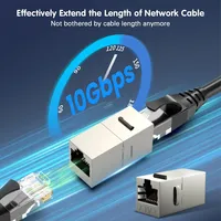 Acoplador Keystone RJ45 blindado ZoeRax CAT7 CAT6A CAT6, acoplador en línea RJ45 hembra a hembra blindado, conector Keystone