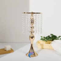 VENTE FLASH Décoration de table de mariage moderne en fer de haute qualité et durable, vase doré, lustre en cristal, décor multi-niveaux