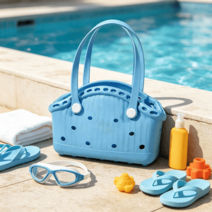 Bolso de Playa EVA para Mujer, Impermeable, Colorido, de Goma, con Orificios Perforados, para Verano, Piscina, Compras - Product Image 3