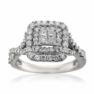 Bague de fiançailles en or blanc 10 carats avec diamant de taille princesse - Product Image 2