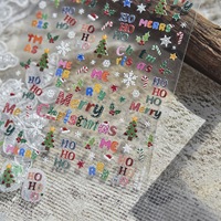 Autocollants pour ongles motif sapin de Noël à carreaux mignons, décalcomanies pour ongles feuilles d'érable roux-automnales