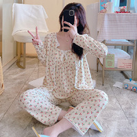 Ensemble de robe de nuit pour femmes en coton lait trois pièces et robe slip et pantalon long