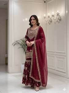 ชุดเดรสแบบ Salwar Kameez ผ้าจอร์เจตต์สุดหรู พร้อมงานปักสไตล์บอลลีวูด เหมาะสำหรับงานปาร์ตี้ ให้ลุคที่ดูสง่างามและเป็นงานเทศกาล - Product Image 4