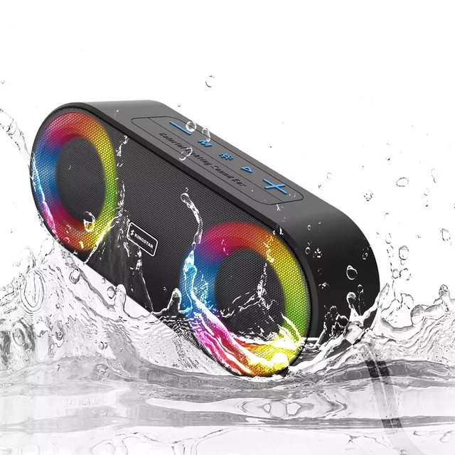 IPX7 Waterproof Mini Portable Wireless Outdoor Bluetooth Speaker With RGB LED Lights USB FM Radio Rechargeable Battery