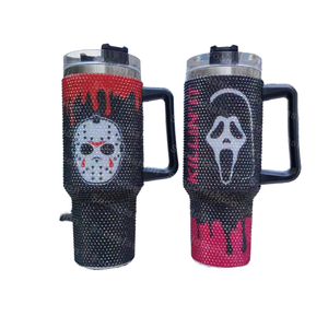 Grande tasse isotherme d'extérieur de 40 oz pour Halloween avec poignée et paille, gobelet à strass de 40 oz, type bouteille sous vide pour la rentrée scolaire - Product Image 1