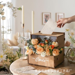 Wooden <b>wedding</b> <b>card</b> <b>box</b>, party <b>card</b> and postcard slot gift <b>box</b>, solid wood country <b>wedding</b> greeting <b>card</b> <b>box</b> - Product Image 4