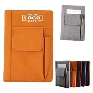 Carnet de notes professionnel personnalisé A5 en cuir PU, avec pochette multifonctionnelle, carnet de bord, papeterie de bureau, journal - Product Image 1