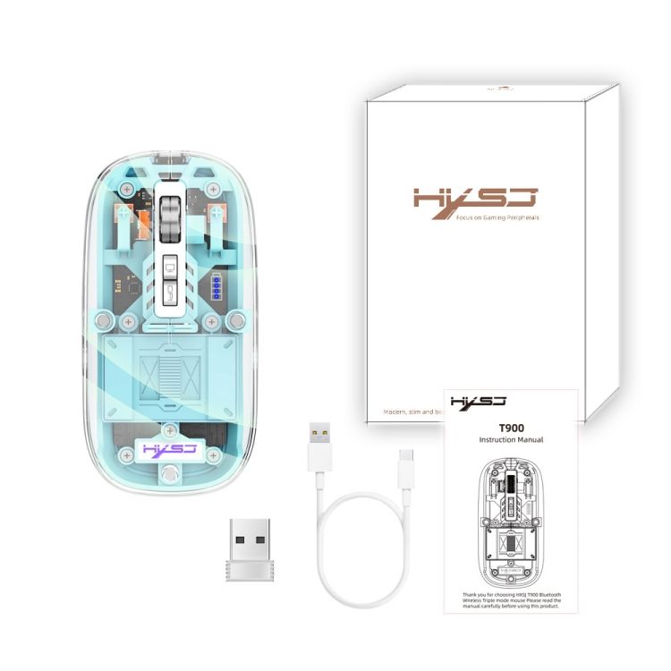Stock Available Hxsj T900 2400dpi Transparent Magnet Three-mode Wireless Gaming Mouse Support Connect Three Computers Mouse
