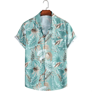 Nuevo verano con botones sin arrugas Casual manga corta bolsillo tela elástica Tropical hombres vacaciones camisa hawaiana camisa de playa - Product Image 4