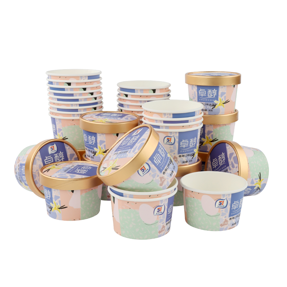 4oz 8oz 16oz Einweg-Eis schale Pappbecher mit Deckel zum Halten von Eis becher Eis