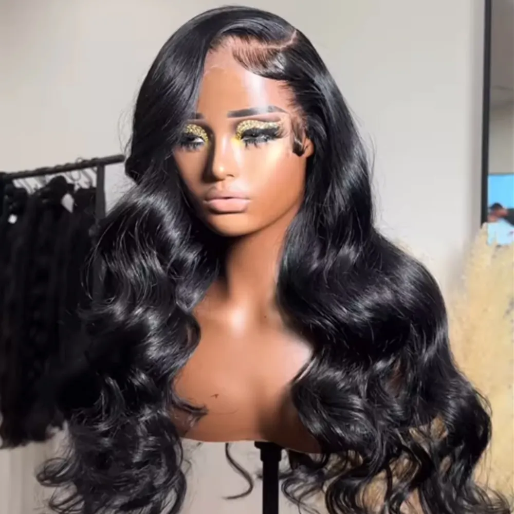 13x4 Transparent hd Lace Wig for American Black Women body Wave 13x4 hd Lace Frontal Wigs 24 Inch Wig Raw Human Hair Lace Front