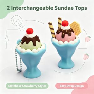 Porte-clés Clicker en forme de Saint Gobelet imprimé en 3D, mini-bol à pudding, mignon ornement de bureau miniature gourmand - Product Image 1