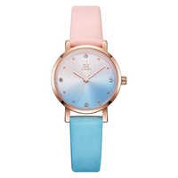 Shengke-Montre-bracelet pour femmes, accessoire de luxe, en cuir coloré, créatif, imperméable, à Quartz SK, nouvelle collection