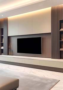 Wooden <b>TV</b> <b>Cabinet</b> Stand with <b>LED</b> Modern Farmhouse Design Durable and Stylish Furniture <b>for</b> Living Room Home Theater Setup - Product Image 5