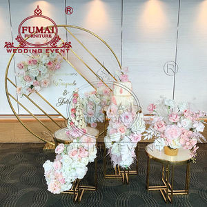 Suministros para Bodas, Eventos, Soporte Redondo de Acero Inoxidable Dorado para Plinto de Boda - Product Image 2